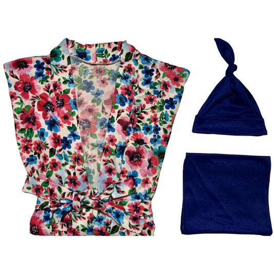 SET FLORAL Y AZUL REY